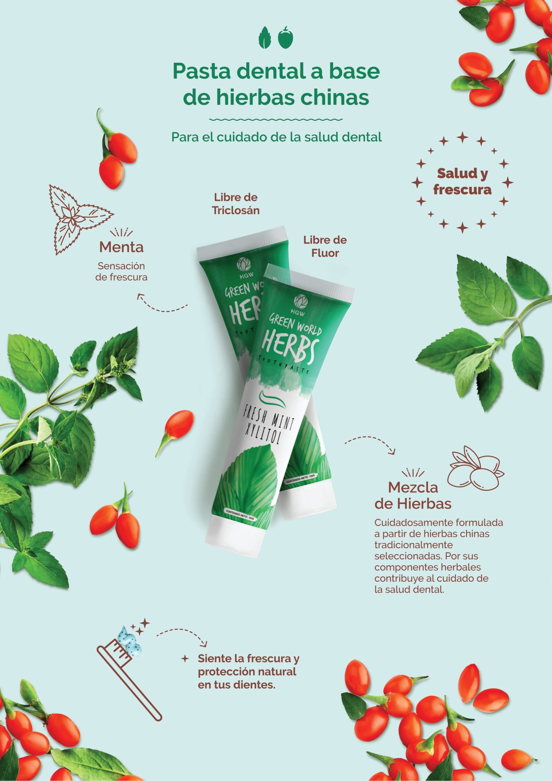 PASTA DENTAL GREEN WORLD HERBS HGW - crema dental sin fluor hgw - crema dental libre de triclosan