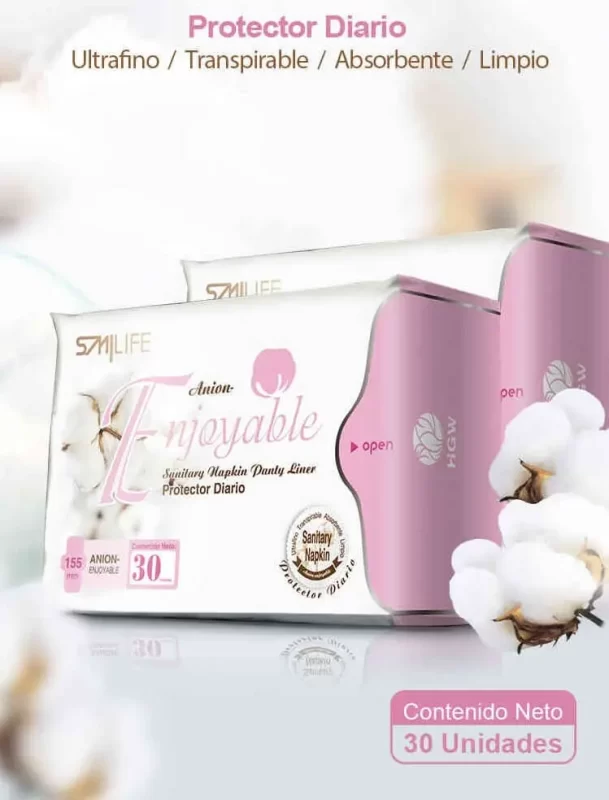 Protectores Diarios con Turmalina y Aniones – Enjoyable de HGW, protectores sanitarios hgw, precio protectores diarios enjoyable smilife hgw