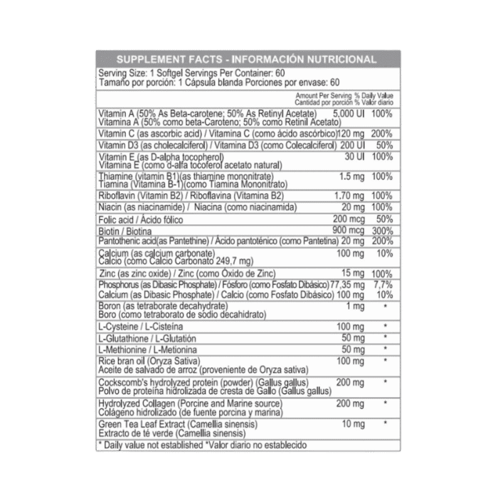 Compuesto de Colágeno y Biotina 60 Cápsulas - Imagen 2