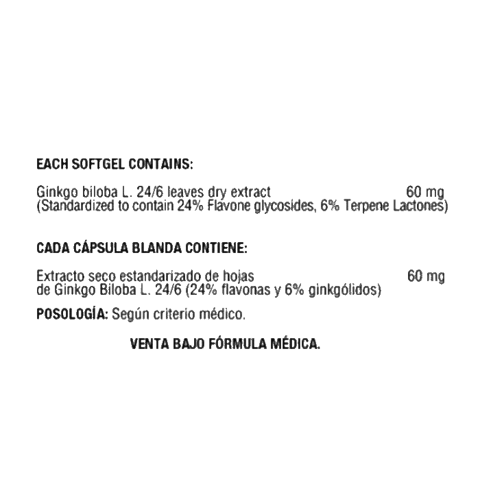 Gingko Biloba 60mg 60 Cápsulas - Imagen 2