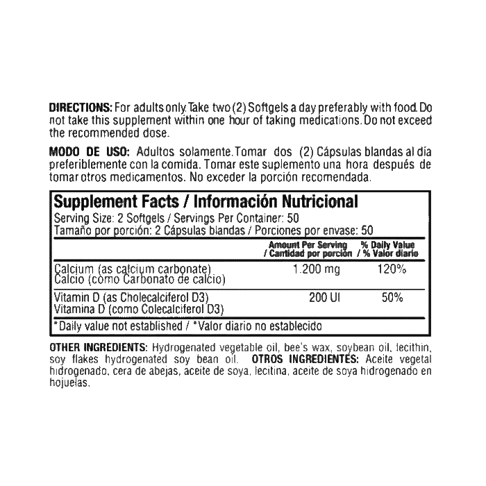LIQ ABS CALCIUM 1200MG D3 400 IU 100S - Imagen 2