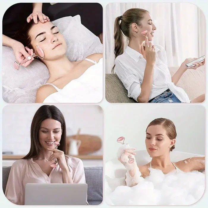 Rodillo Facial + Tabla Gua Sha - Set de masaje facial 2 en 1 incluye rodillo y piedra Gua Sha, ideales para mejorar la circulación (3)