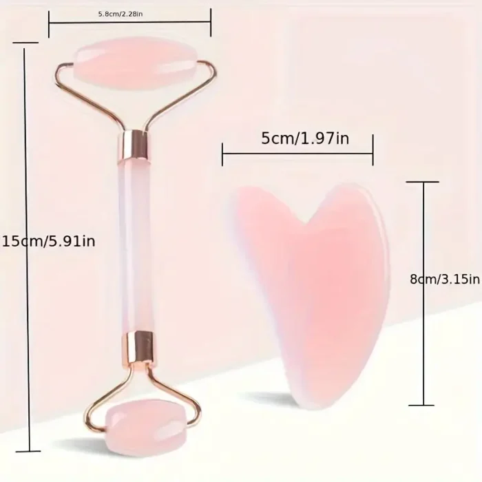 Rodillo Facial + Tabla Gua Sha - Set de masaje facial 2 en 1 incluye rodillo y piedra Gua Sha, ideales para mejorar la circulación (4)