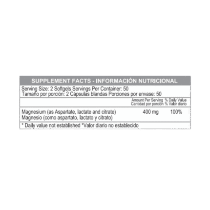 Citrato de Magnesio | Super Magnesium 400mg x100 capsulas (Healthy America)