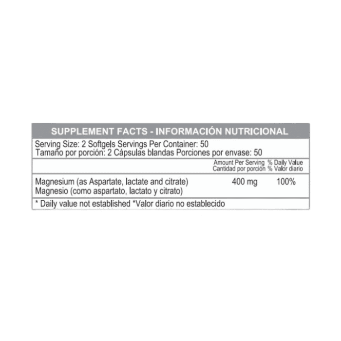 Citrato de Magnesio | Super Magnesium 400mg x100 capsulas (Healthy America)