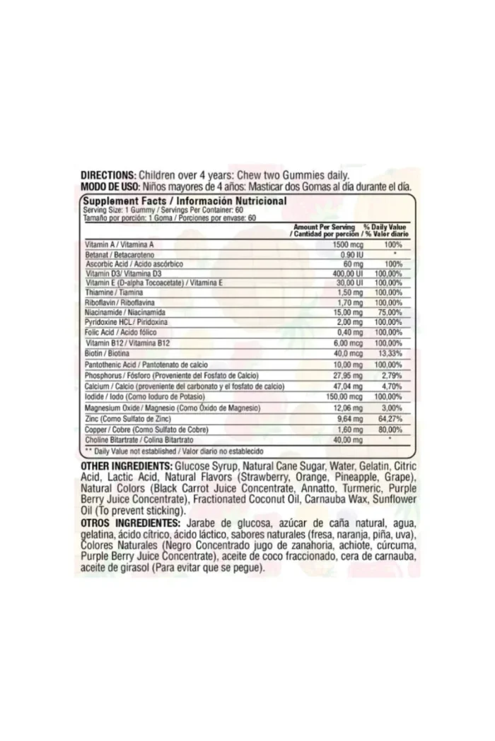 GOMITAS DE VITATON - SUPLEMENTO NUTRICIONAL NATURAL PARA NIÑOS en Colombia - Vista lateral