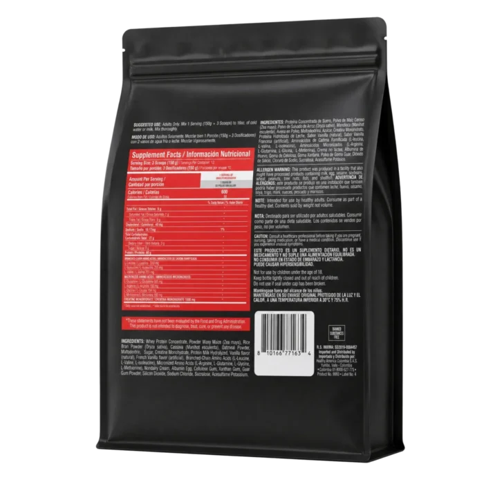 PROTEÍNA EN POLVO BARBARUS - 1820G SABOR VAINILLA - SUPLEMENTO NUTRICIONAL en Colombia - Vista lateral