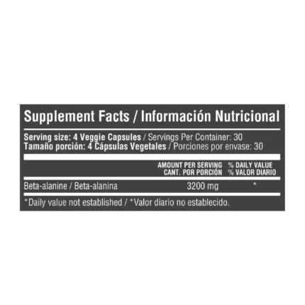 BETA-ALANINA 3.200 MG - 120 CÁPSULAS VEGANAS en Colombia - Vista lateral