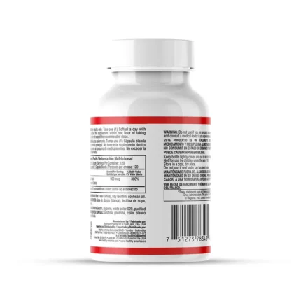 SUPLEMENTO DE BIOTINA 900MCG - 120 CÁPSULAS BLANDAS en Colombia - Vista lateral