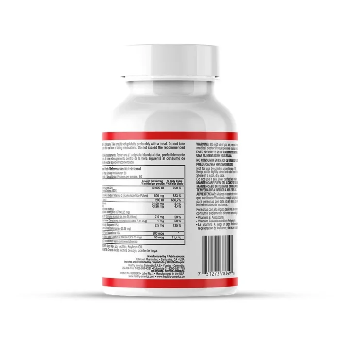 BIOXIN 60 CÁPSULAS BLANDAS - SUPLEMENTO PARA EL SISTEMA INMUNOLÓGICO en Colombia - Vista lateral