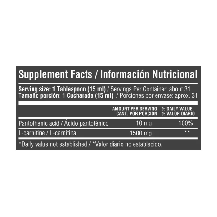L-CARNITINA LÍQUIDA 1500MG - SUPLEMENTO ENERGÉTICO PARA ENTRENAMIENTO en Colombia - Vista lateral