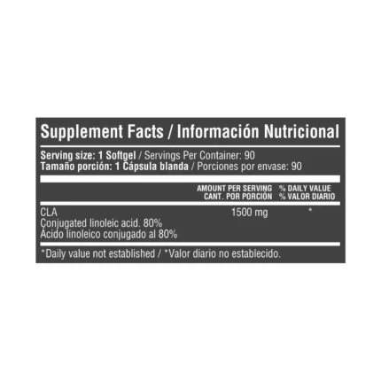 CLA 1500MG - SUPLEMENTO DIETARIO EN SOFTGELS (90 UNIDADES) en Colombia - Vista lateral