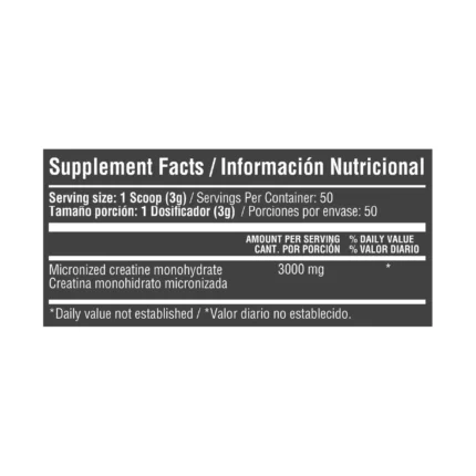 CREATINA MONOHIDRATADA MICRONIZADA 150G - SUPLEMENTO ENERGÉTICO en Colombia - Vista lateral