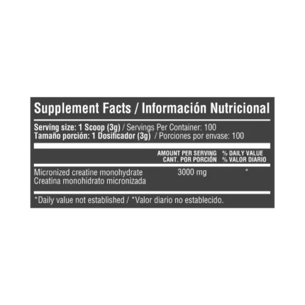 CREATINA MONOHIDRATADA MICRONIZADA 300G en Colombia - Vista lateral