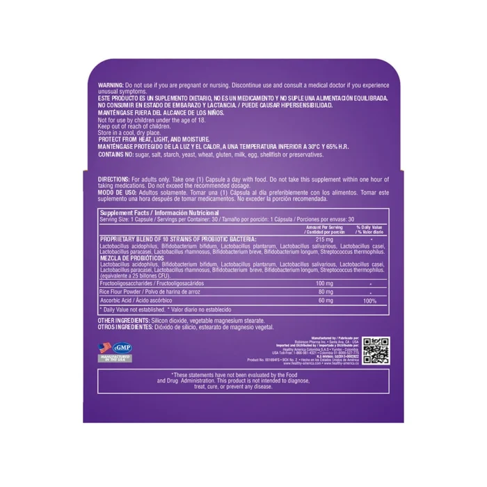 CÁPSULAS DE ENTEROPHYLUS - SALUD DIGESTIVA - 30 CÁPSULAS en Colombia - Vista lateral