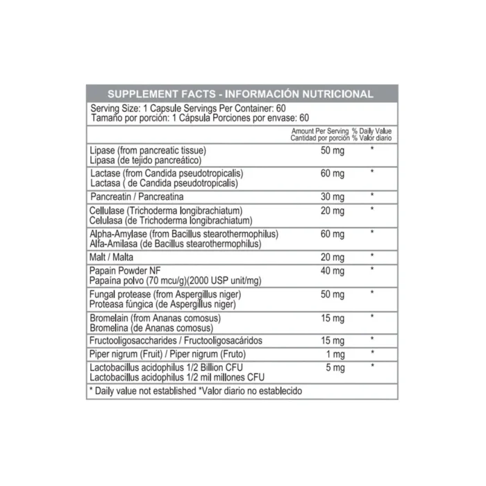 ENZYMAX - CÁPSULAS DIGESTIVAS PARA EL BIENESTAR ESTOMACAL en Colombia - Vista posterior
