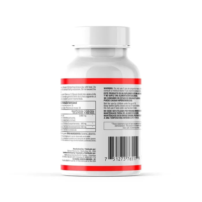 ACEITE DE PESCADO OMEGA-3 1.200 MG - 100 CÁPSULAS BLANDAS en Colombia - Vista lateral