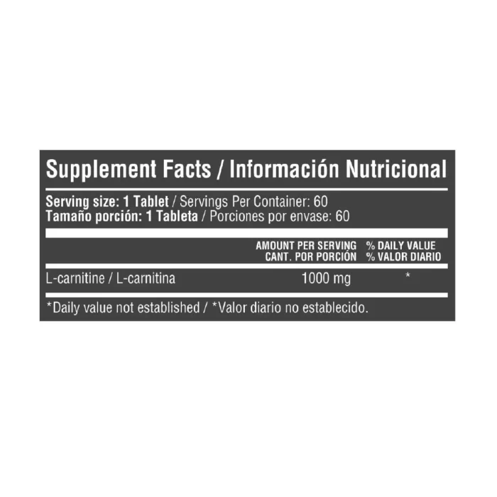 L-CARNITINA 1000MG - SUPLEMENTO PARA EL RENDIMIENTO DEPORTIVO en Colombia - Vista lateral