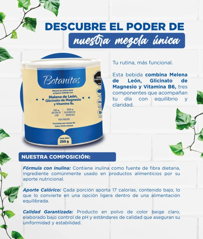 GLICINATO DE MAGNESIO CON MELENA DE LEON en Colombia - Vista posterior