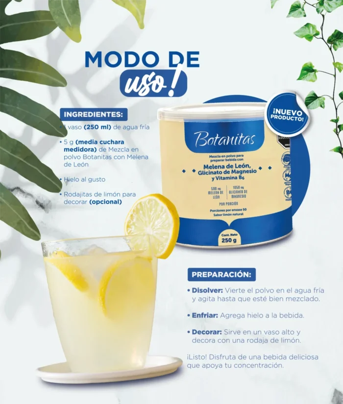 GLICINATO DE MAGNESIO CON MELENA DE LEON en Colombia - Tabla nutricional