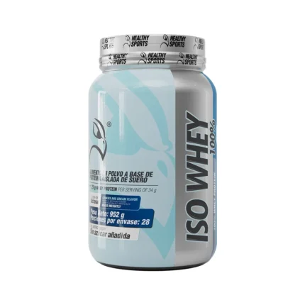 ISO WHEY 100% - PROTEÍNA AISLADA DE SUERO SABOR GALLETA Y CREMA - 952 G en Colombia - Vista lateral