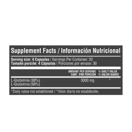 L-GLUTAMINA 3000MG - 120 CÁPSULAS DURAS - SUPLEMENTO DIETARIO en Colombia - Vista lateral