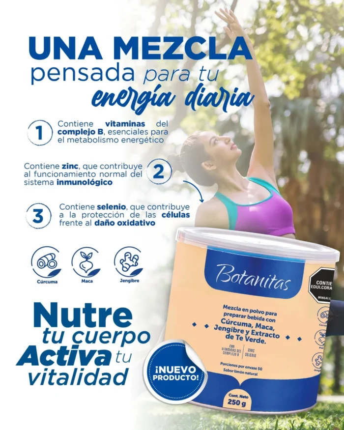 CÚRCUMA, MACA, JENGIBRE Y EXTRACTO DE TÉ VERDE en Colombia - Tabla nutricional