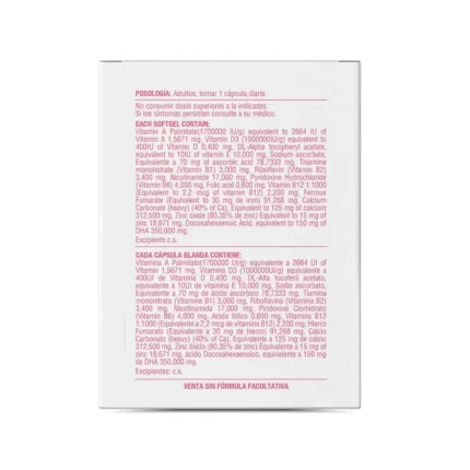 P-NATAL SUPLEMENTO NUTRICIONAL FEMENINO - 60 SOFTGELS en Colombia - Vista lateral