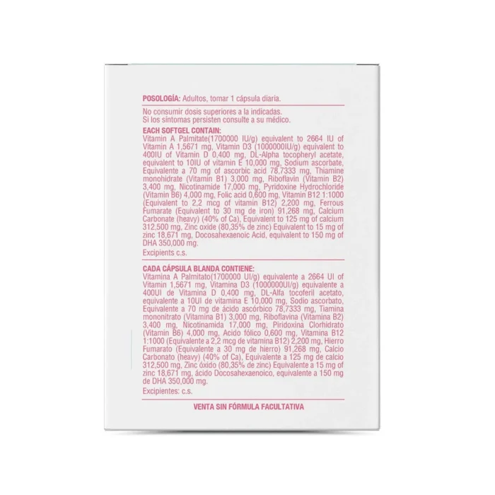 P-NATAL SUPLEMENTO NUTRICIONAL FEMENINO - 60 SOFTGELS en Colombia - Vista lateral