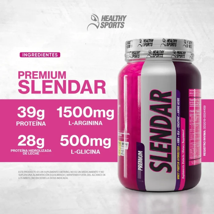 PROTEÍNA PREMIUM SLENDAR SABOR VAINILLA - 1014G EN POLVO en Colombia - Vista posterior
