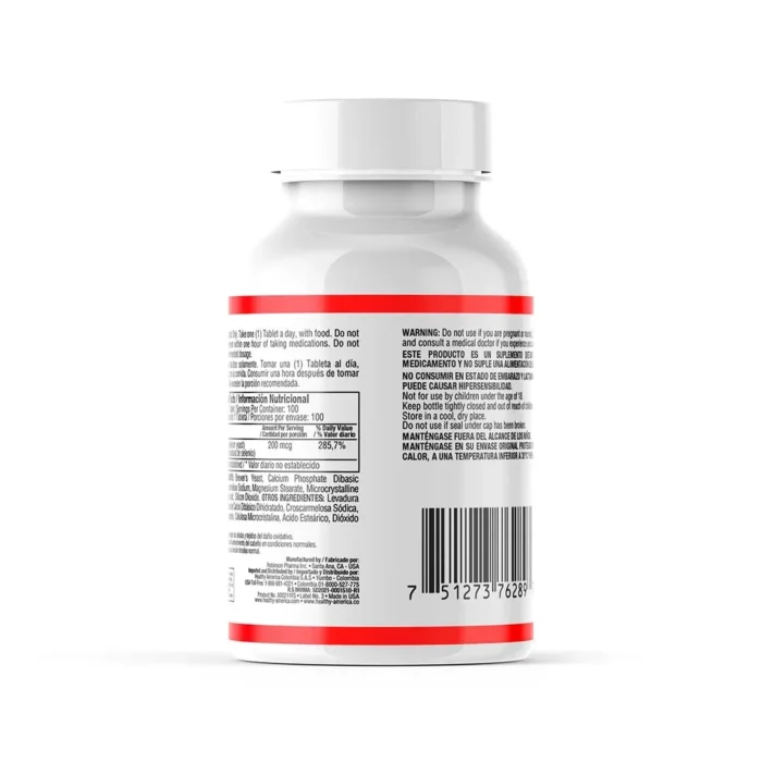 SELENIO 200 MCG - SUPLEMENTO MINERAL PARA EL BIENESTAR en Colombia - Vista lateral