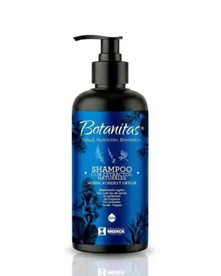 SHAMPOO CON EXTRACTOS NATURALES HENNA, ROMERO Y ORTIGA X 400 G en Colombia - Vista frontal