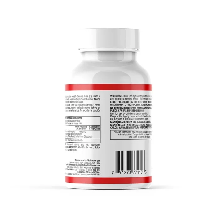 CARTÍLAGO DE TIBURÓN 750MG - 100 CÁPSULAS - SALUD ARTICULAR en Colombia - Vista lateral