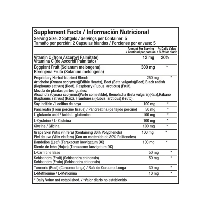 SYLBIN DETOX + 10 SOFTGELS - BIENESTAR Y DETOXIFICACIÓN NATURAL en Colombia - Vista posterior