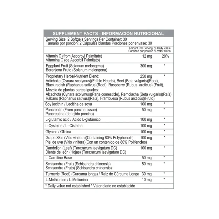 SYLBIN - SUPLEMENTO NUTRICIONAL PARA EL BIENESTAR - 60 CÁPSULAS BLANDAS en Colombia - Vista posterior
