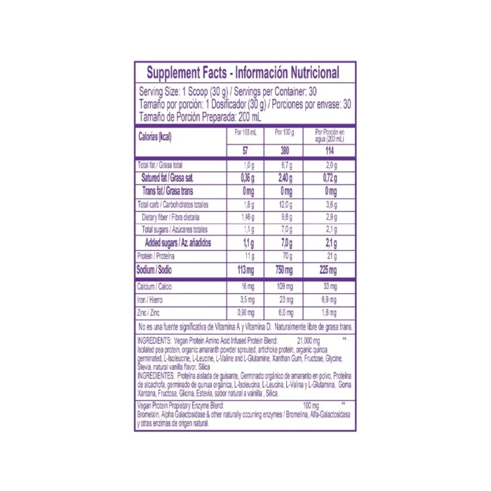 PROTEÍNA VEGETAL 910G - SABOR VAINILLA en Colombia - Vista lateral