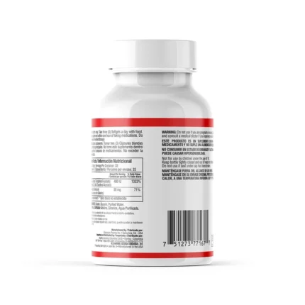 VITAMINA E 400 UI CON SELENIO - 100 CÁPSULAS BLANDAS en Colombia - Vista lateral