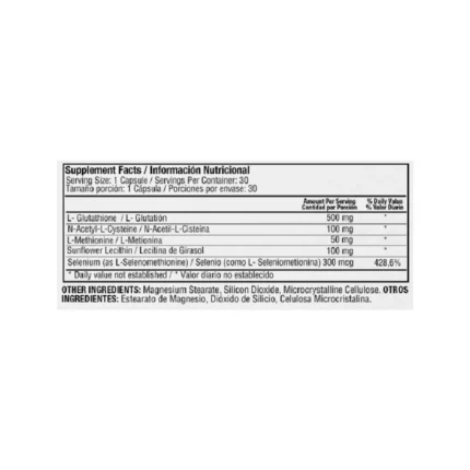 CÁPSULAS DE L-GLUTACIÓN 500 MG - FORTALECE TU SISTEMA INMUNOLÓGICO en Colombia - Vista lateral