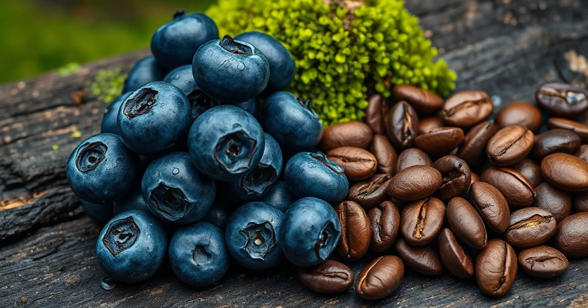 Fotografía profesional de Berry Coffee Café con Arándanos HGW para salud / síntomas en Tienda Natural Colombia