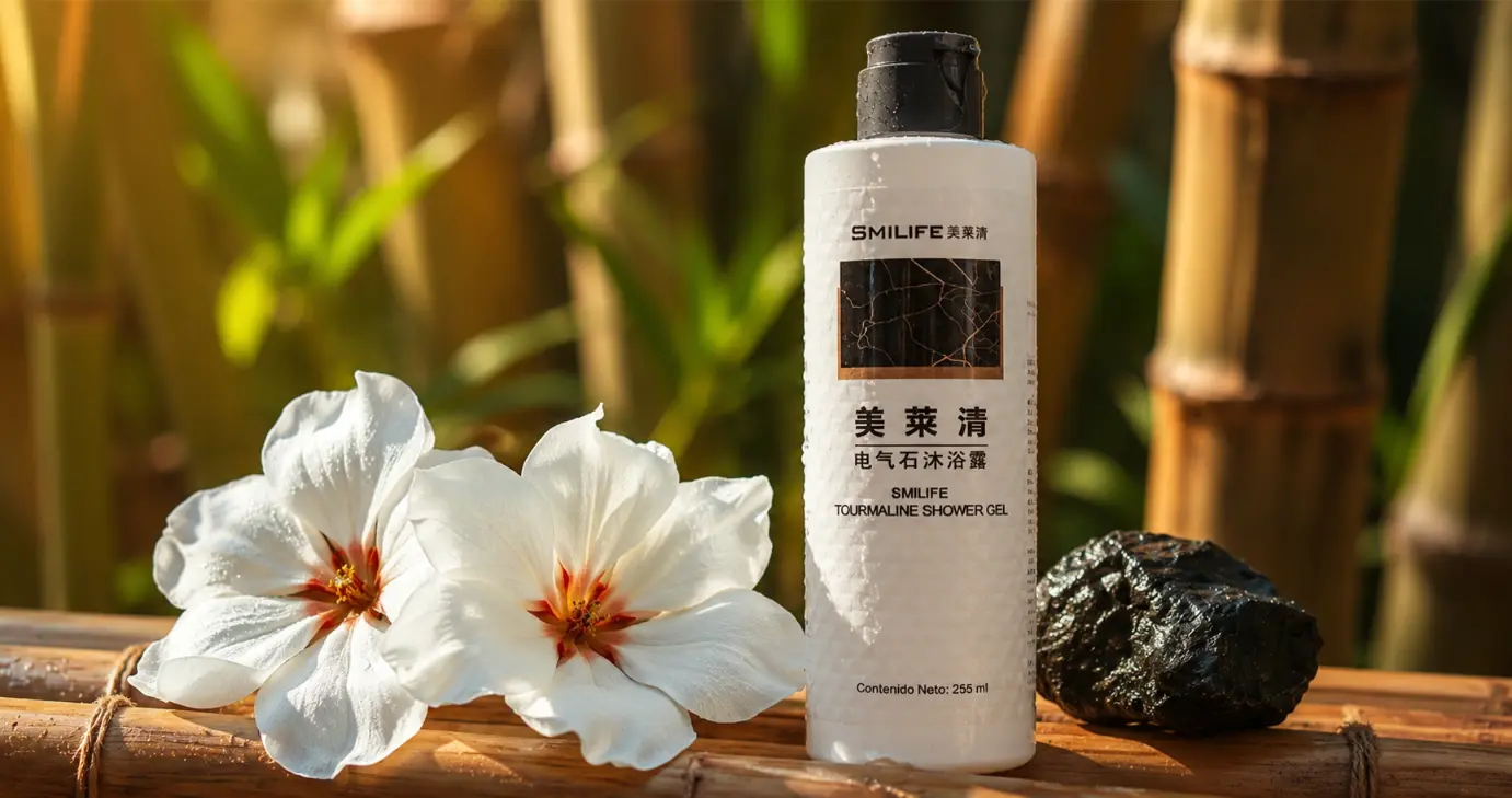 Fotografía profesional de Shower Gel de Turmalina HGW para informacional principal en Tienda Natural Colombia
